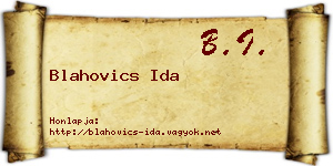 Blahovics Ida névjegykártya